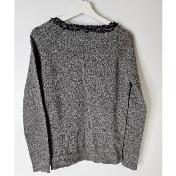 J. Crew Y2K 100% Lambs Wool Sequin Gray Soft Pullover Sweater Size Small - Picture 4 of 8